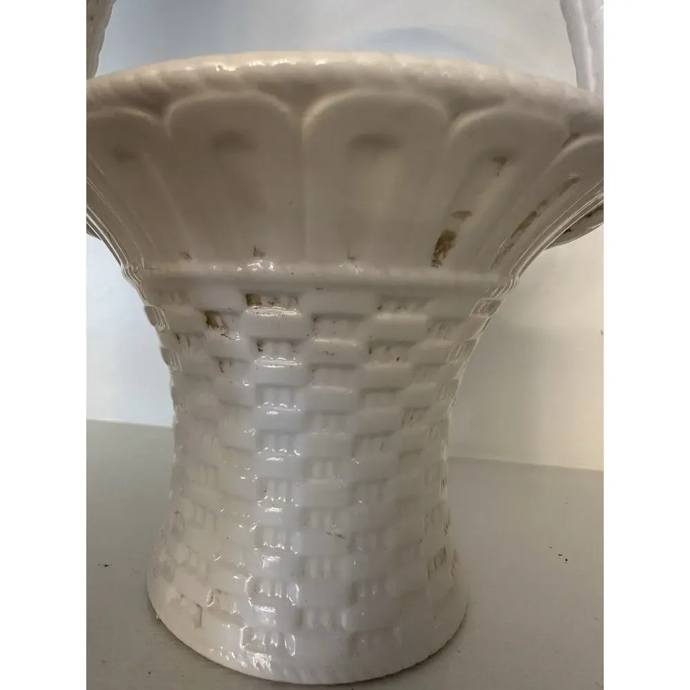 Vintage Porcelain Rose Flower Basket Italy Italian